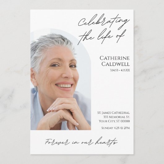 Programme Célébration de la vie de l'arc moderne Photo Funer (Devant)