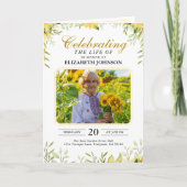 Programme Célébration de la vie de tournesol Mémorial funéra (Devant)