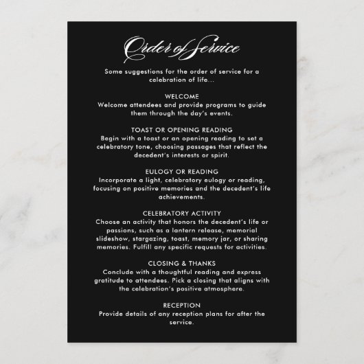 Programme Célébration de la vie Élégant Script Photo Funérai (Dos)