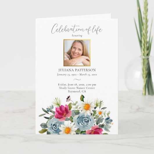 Programme Célébration de la vie peinte Floral Funérailles (Devant)
