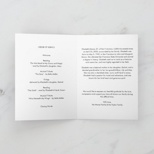 Programme Célébration de la vie Peinture Abstraite funéraire (Intérieur)