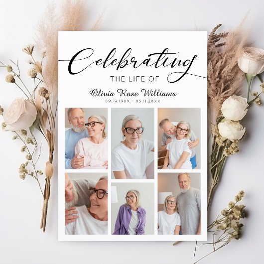 Programme Célébration De La Vie Photo Moderne Funéraire Mémo