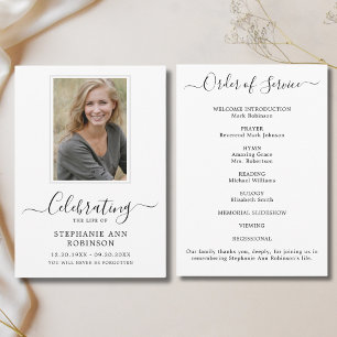 Programme Célébration de la vie Photo Ordre du service