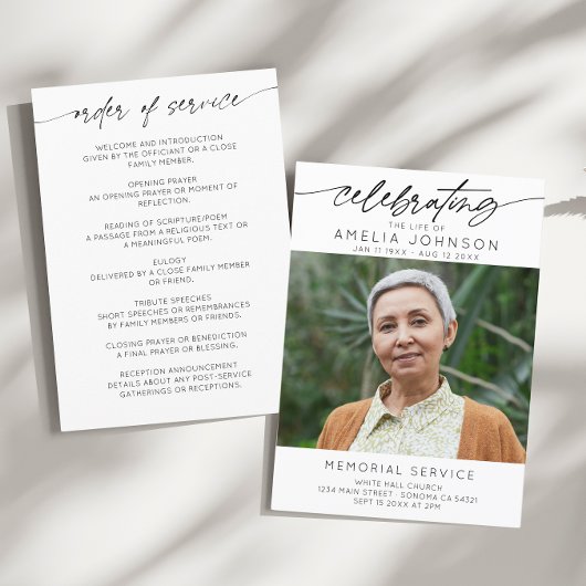 Programme Célébration de l'ordre de service funéraire à vie