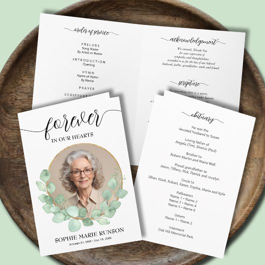 Programme Célébration moderne de la vie Photo Funérailles pl