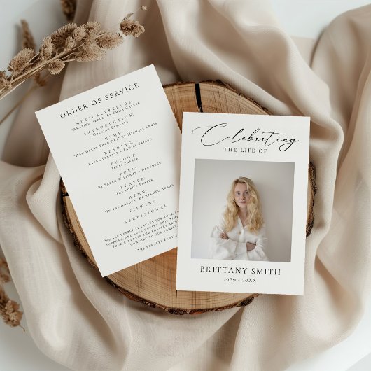 Programme Celebration of Life Modern Memorial Photo Funeral