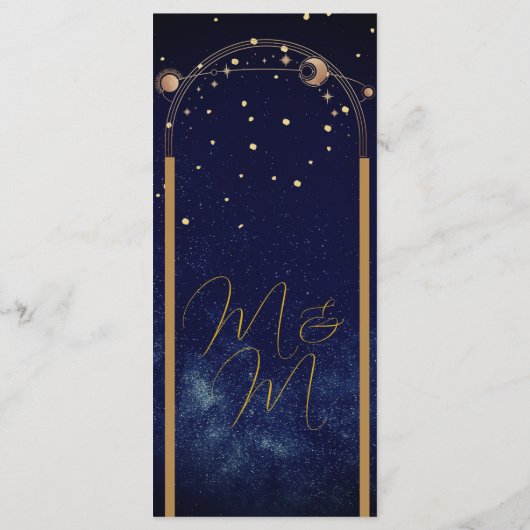 Programme Céleste Sky Moon Stars Moderne Elégant Mariage (Dos)