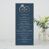 Programme Cercles d'or Rose moderne Marine Blue Wedding Prog (Debout devant)