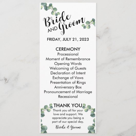 Programme Cérémonie (Devant)