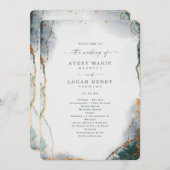 Programme Cérémonie Abstraite de Mariage vert Eucalyptus (Devant / Derrière)