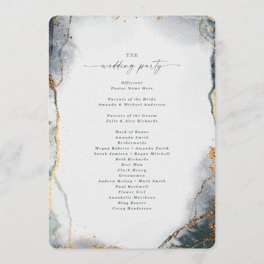 Programme Cérémonie Abstraite de Mariage vert Eucalyptus (Dos)