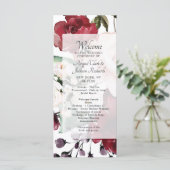 Programme Cérémonie Chic Burgundy Red Violet Floral Mariage (Debout devant)