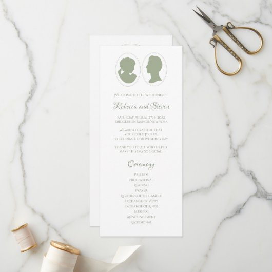 Programme Cérémonie classique de Mariage Regency Green Cameo (Devant/Arrière en situation)