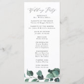Programme Cérémonie de mariage à la verdure d'eucalyptus mod (Dos)