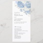 Programme Cérémonie de mariage à l'aquarelle bleu poussiéreu (Devant)