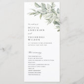 Programme Cérémonie de mariage à l'aquarelle botanique vert (Devant)