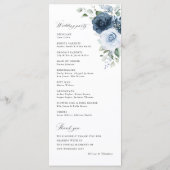 Programme Cérémonie de mariage à l'aquarelle florale bleu po (Dos)