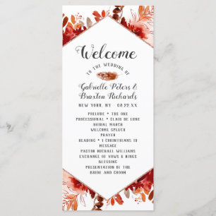 Programme Cérémonie de mariage à l'aquarelle florale de beau