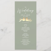 Programme Cérémonie de mariage au vert sauge et or (Devant)