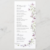 Programme Cérémonie de mariage aux fleurs sauvages de lavand (Dos)