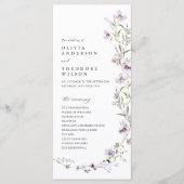 Programme Cérémonie de mariage aux fleurs sauvages de lavand (Devant)