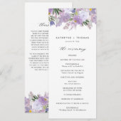 Programme Cérémonie de mariage aux fleurs violettes poussiér (Devant / Derrière)