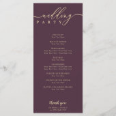 Programme Cérémonie de mariage avec scénario minimal de figu (Dos)