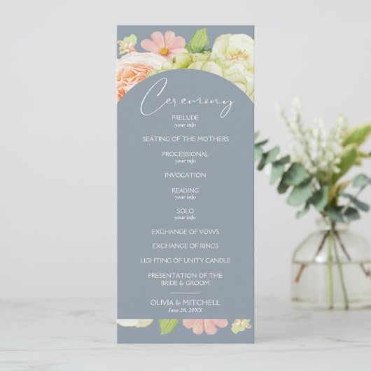 Programme Cérémonie de Mariage bleu Dusty (Debout devant)