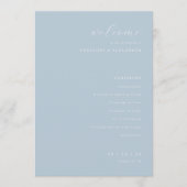 Programme Cérémonie de mariage bleu élégant (Devant)