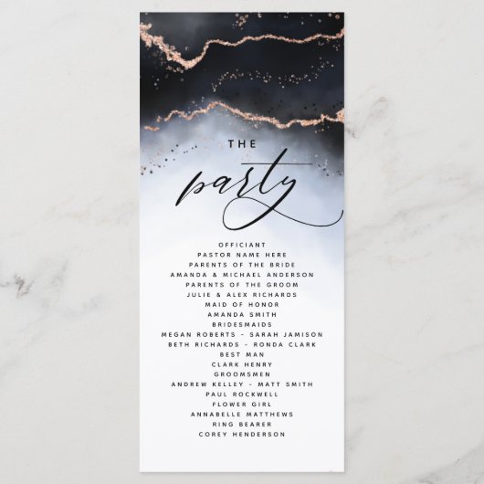 Programme Cérémonie de Mariage bleu Ethereal Mist Ombre Navy (Dos)