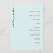 Programme Cérémonie de mariage bleu serein (Dos)