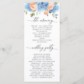 Programme Cérémonie de Mariage Blue Hydrangea Blush Rose Ros (Dos)
