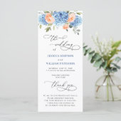 Programme Cérémonie de Mariage Blue Hydrangea Blush Rose Ros (Debout devant)