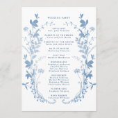 Programme Cérémonie de mariage botanique bleu français éléga (Dos)