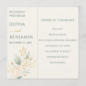 Programme Cérémonie de mariage botanique élégante vert sauge (Devant)