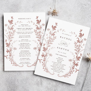 Programme Cérémonie de mariage botanique rose poussiéreuse r