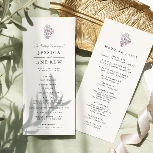 Programme Cérémonie de Mariage campagnard du vin