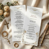 Programme Cérémonie de mariage catholique florale Rose éléga