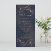 Programme Cérémonie de Mariage chic Blue & Rose Gold Foil de (Debout devant)