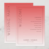 Programme Cérémonie de mariage corail élégant (Devant / Derrière)