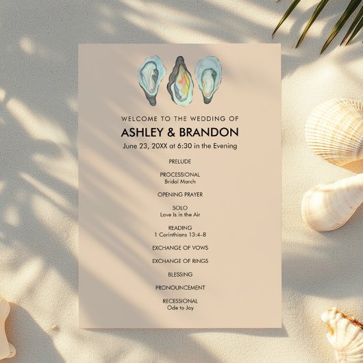 Programme Cérémonie de mariage côtière et élégante au bord d