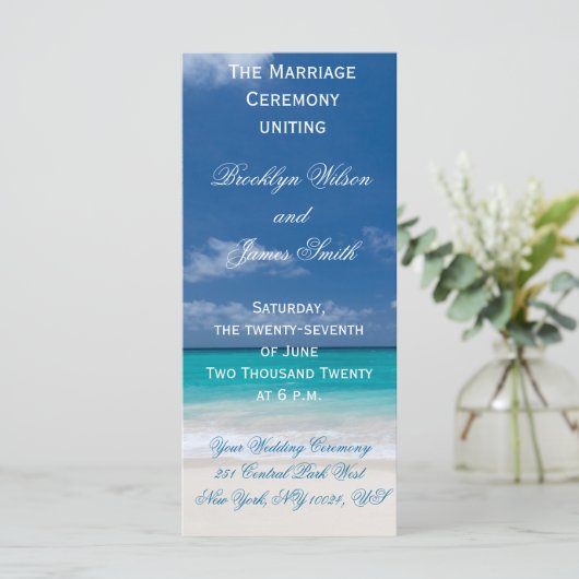 Programme Cérémonie de mariage de Blue Beach (Debout devant)