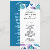 Programme Cérémonie de Mariage de feuille d'aquarelle violet (Devant / Derrière)