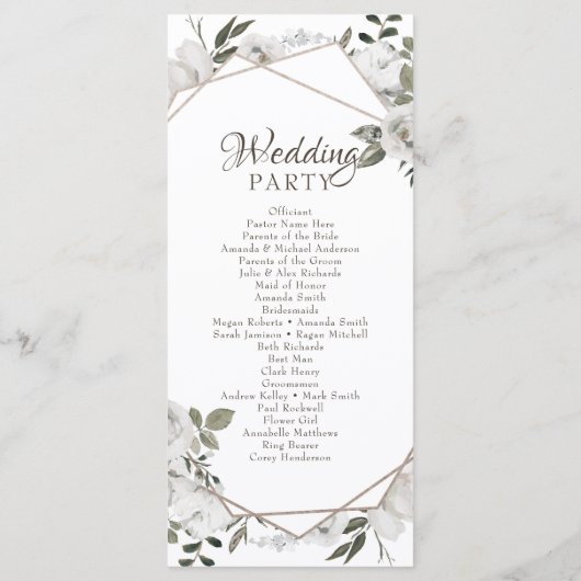 Programme Cérémonie de Mariage de fleurs blanches de ceristr (Dos)