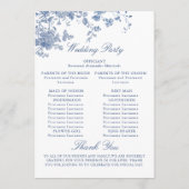 Programme Cérémonie de Mariage de Floral Bleu Victorien (Dos)