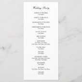 Programme Cérémonie de mariage de la plage noire et blanche (Dos)