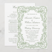 Programme Cérémonie de mariage de la Renaissance verte sauge (Devant / Derrière)