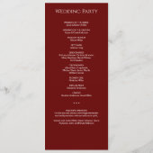 Programme Cérémonie de Mariage de Monogramme rouge de Crimso (Dos)