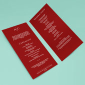 Programme Cérémonie de Mariage de Monogramme rouge de Crimso