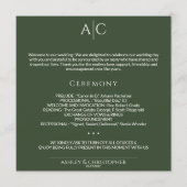 Programme Cérémonie de Mariage de monogramme vert de mousse  (Devant)